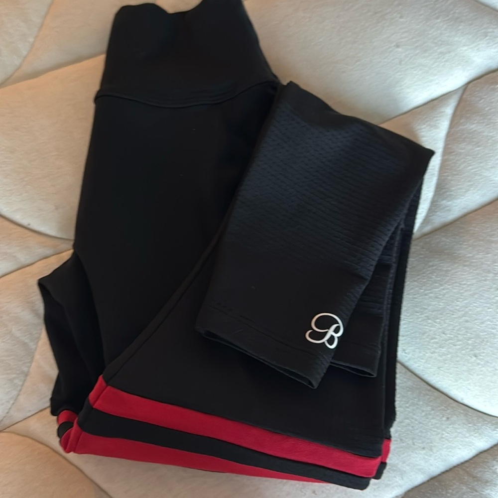 Bombshell Sportswear Black Leggings with Red Stripes